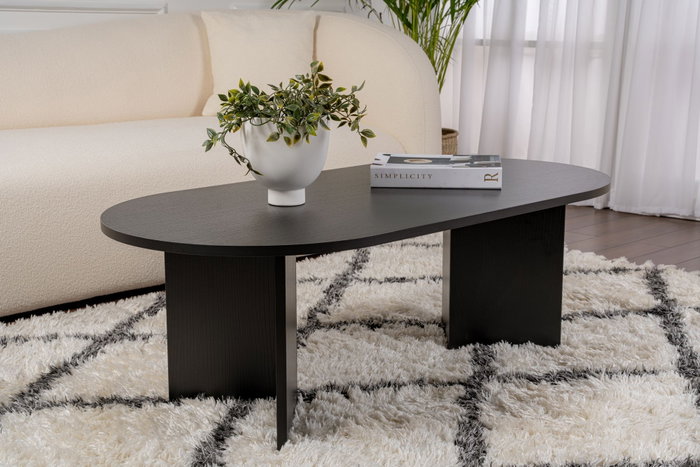 Nordure Sable Mesa de Centro Madera Negro Elegante y Funcional para Salón